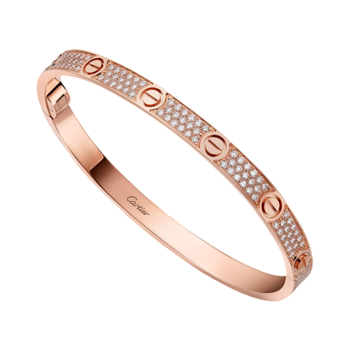 까르띠에 러브 미디움 브레이슬릿 파베 핑크 골드(Cartier Love Medium Bracelet Paved Pink Gold) - 1
