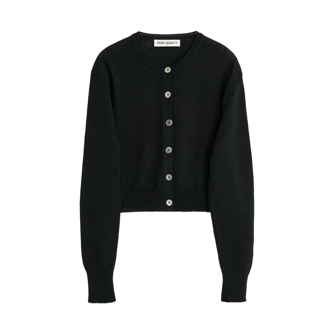 W2263MB (W) Our Legacy Micro Cardigan Black Coarse Linen Wool