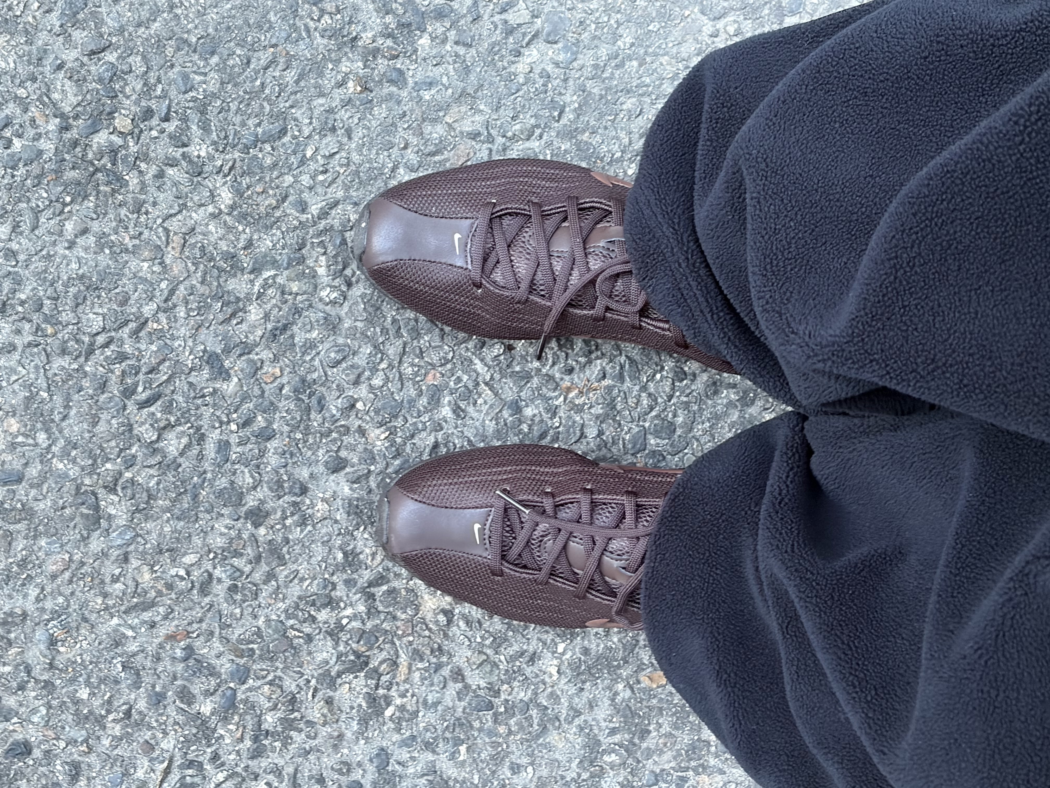 Uniqlo x Needles Fleece Wide Pants Black - KR, (W) The North Face White Label Novelty Nuptse Down Jacket Cocoa Brown 착용 스타일 - 4