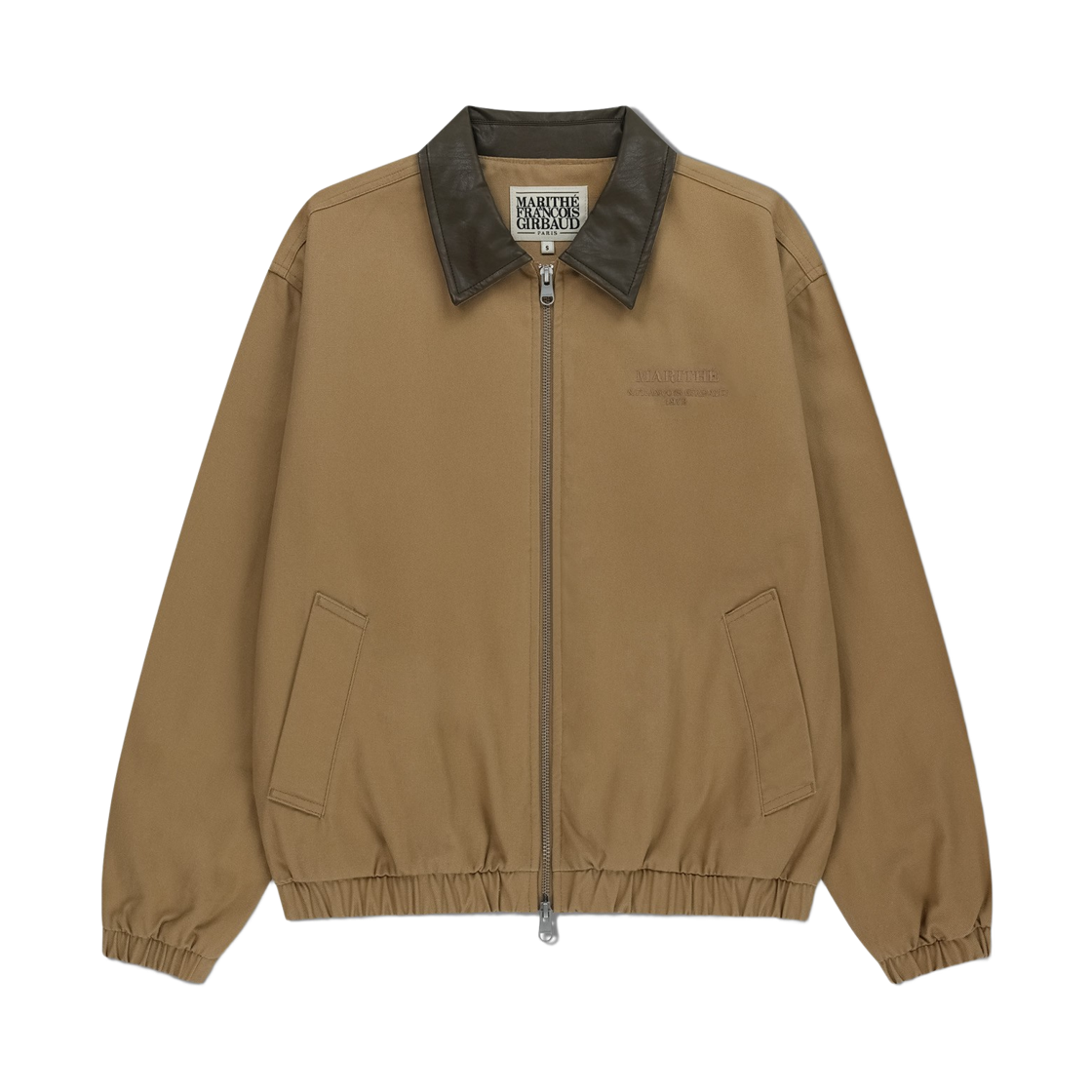 - Marithe Francois Girbaud Graphic Embroidery Cotton Bomber Jacket Beige