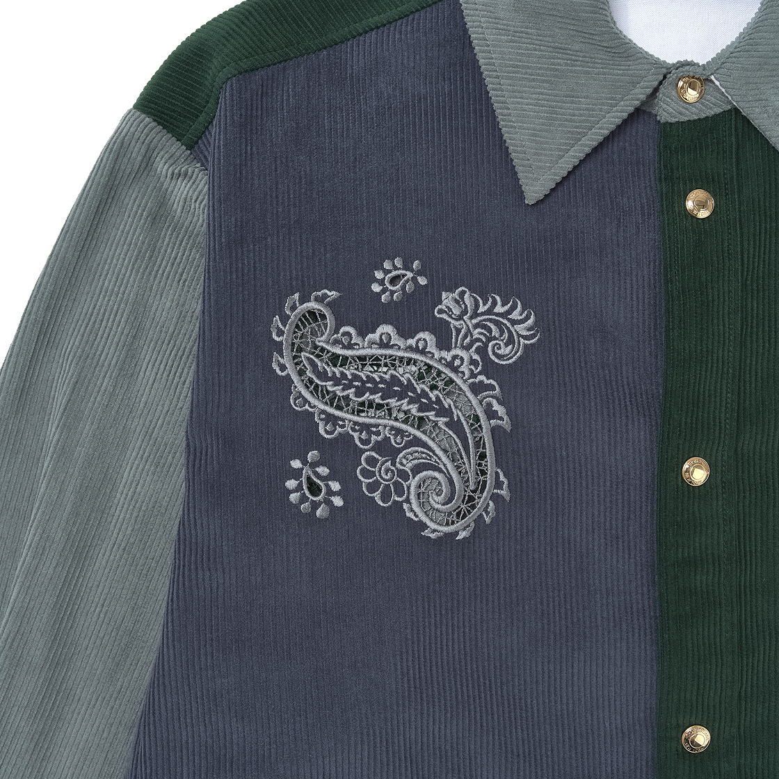 톰브라운 펀믹스 코듀로이 페이즐리 패치 셔츠 자켓 시즈널 멀티(Thom Browne Fun-Mix Corduroy Paisley Patch Shirt Jacket Seasonal Multi) - 3