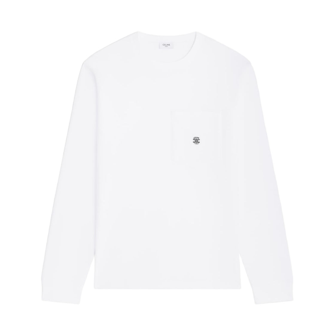 RX0HX1242-GFP9 Celine Long Sleeved T-Shirt in Cotton Jersey Optic White Black
