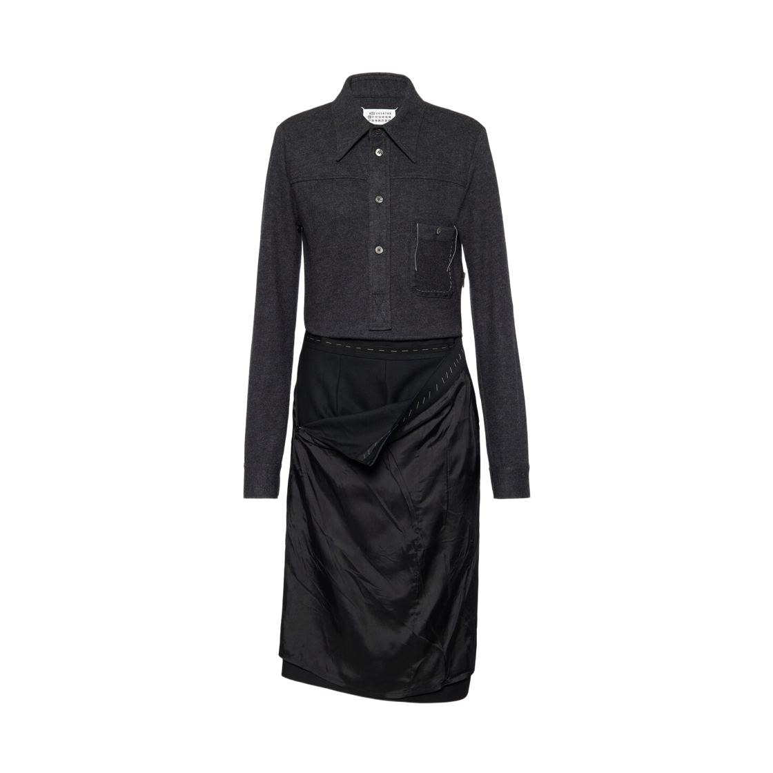 (W) 메종 마르지엘라 롱슬리브 드레스 멜란지 카본 블랙((W) Maison Margiela Long Sleeve Dress Melange Carbon Black) - 1