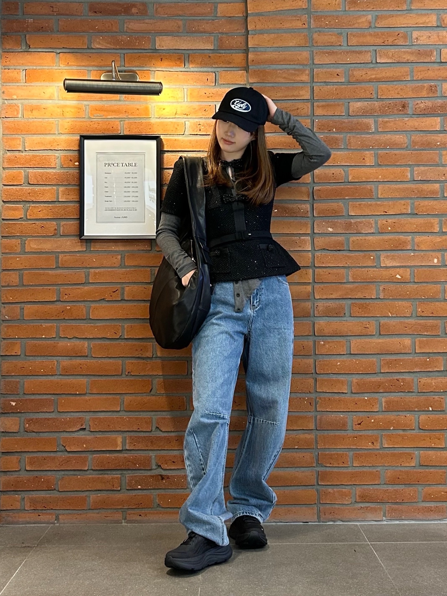 Self Portrait Women Barrel Leg Jeans Blue - 26SS 착용 스타일 - 4