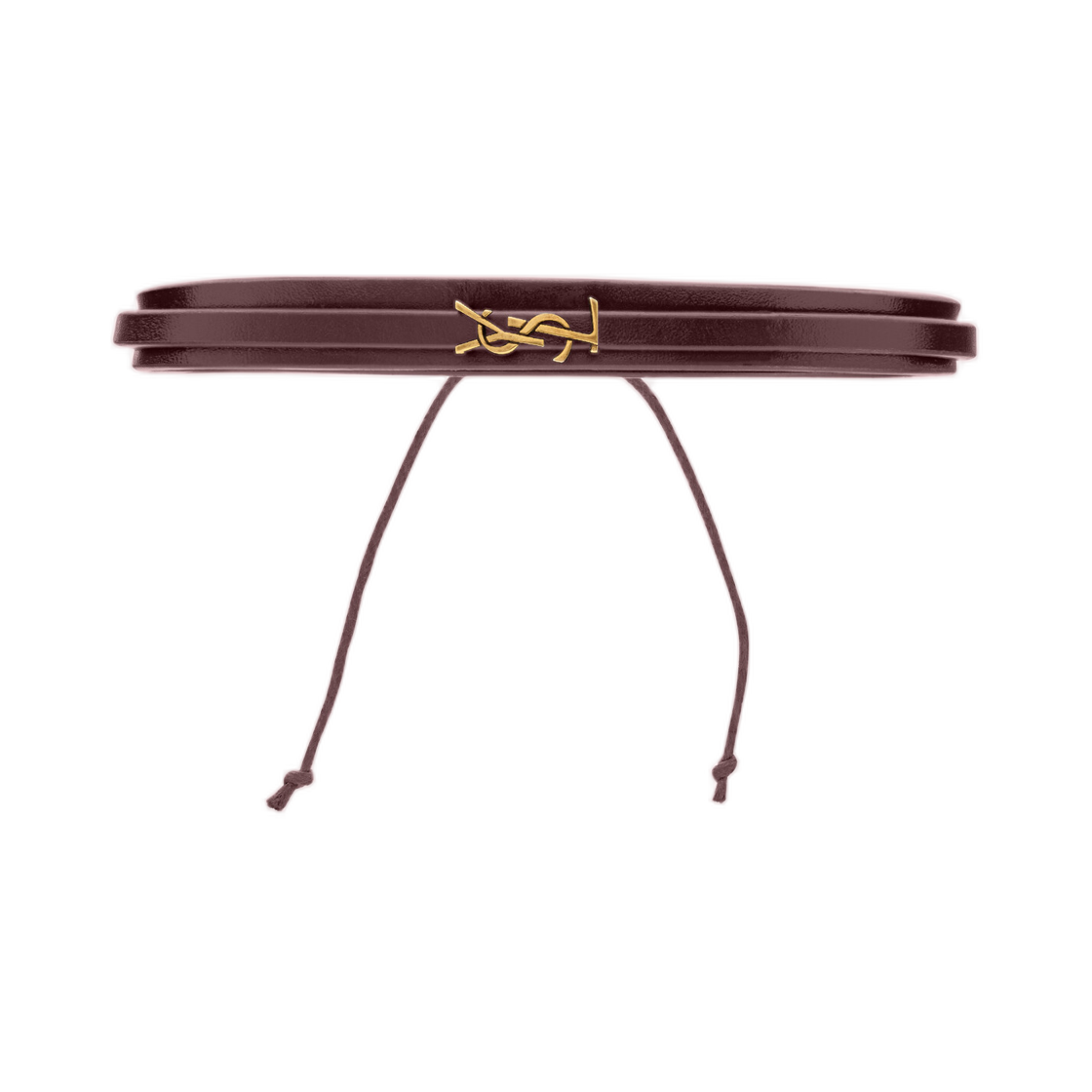 820441-AAF94-6195 Saint Laurent Cassandre Multi Strand Bracelet in Leather Burgundy Light Bronze