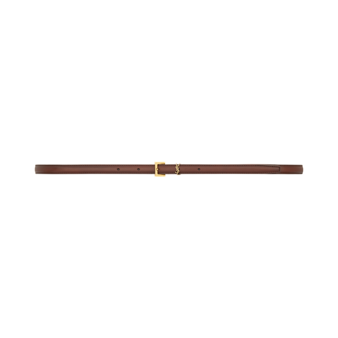 788426-AAFOC-2955 (W) Saint Laurent Cassandre Extra Thin Belt in Aged Effect Leather Dark Wet Clay