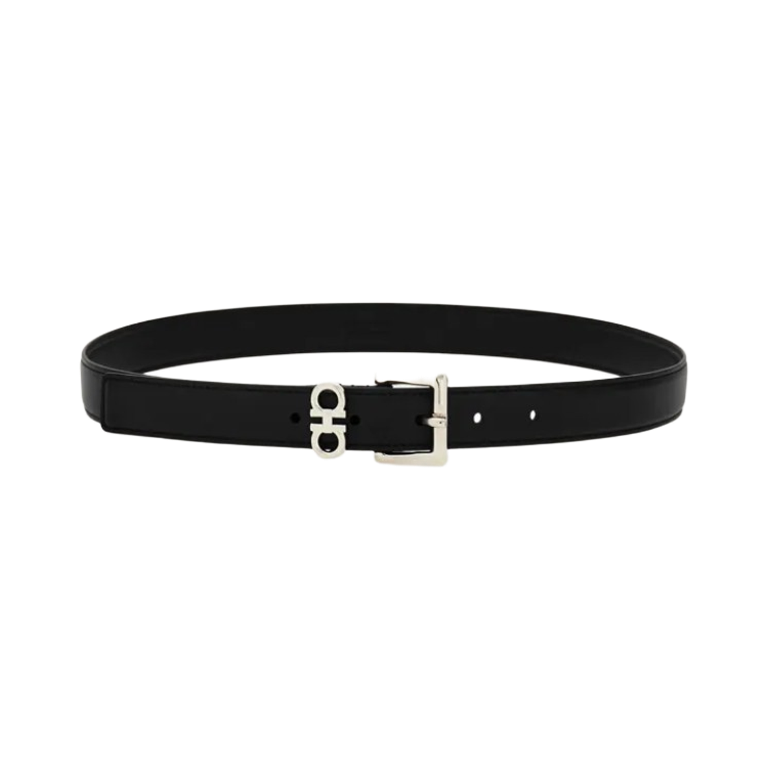 (W) 페라가모 더블 후크 픽스드 벨트 블랙((W) Ferragamo Double Hooks  Fixed Belt Black) - 1