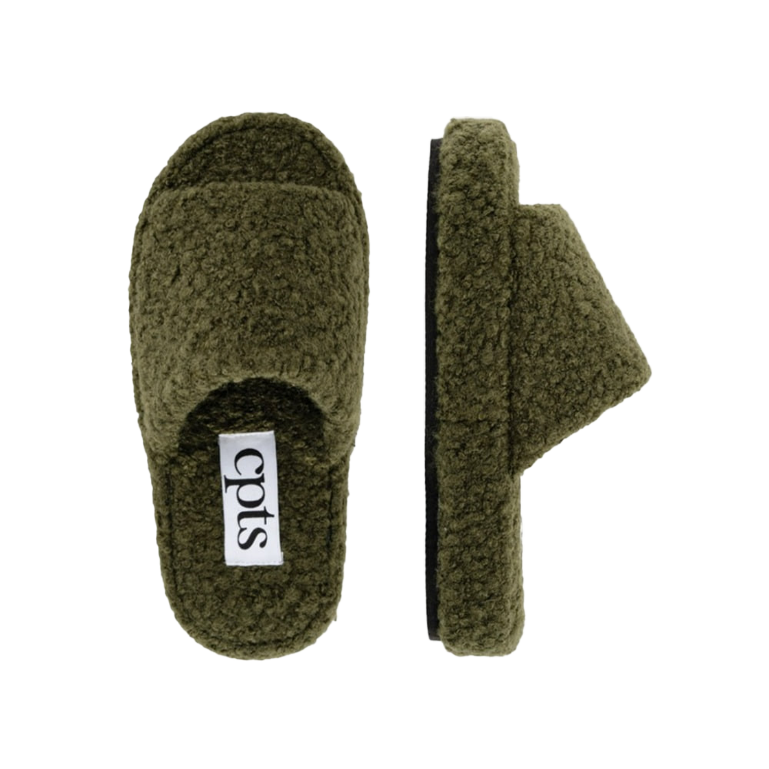 [3% 적립] 씨피티에스 부클 울 룸슈즈 카키([3% 적립] CPTS BOUCLE WOOL SLIDES KAHKI)