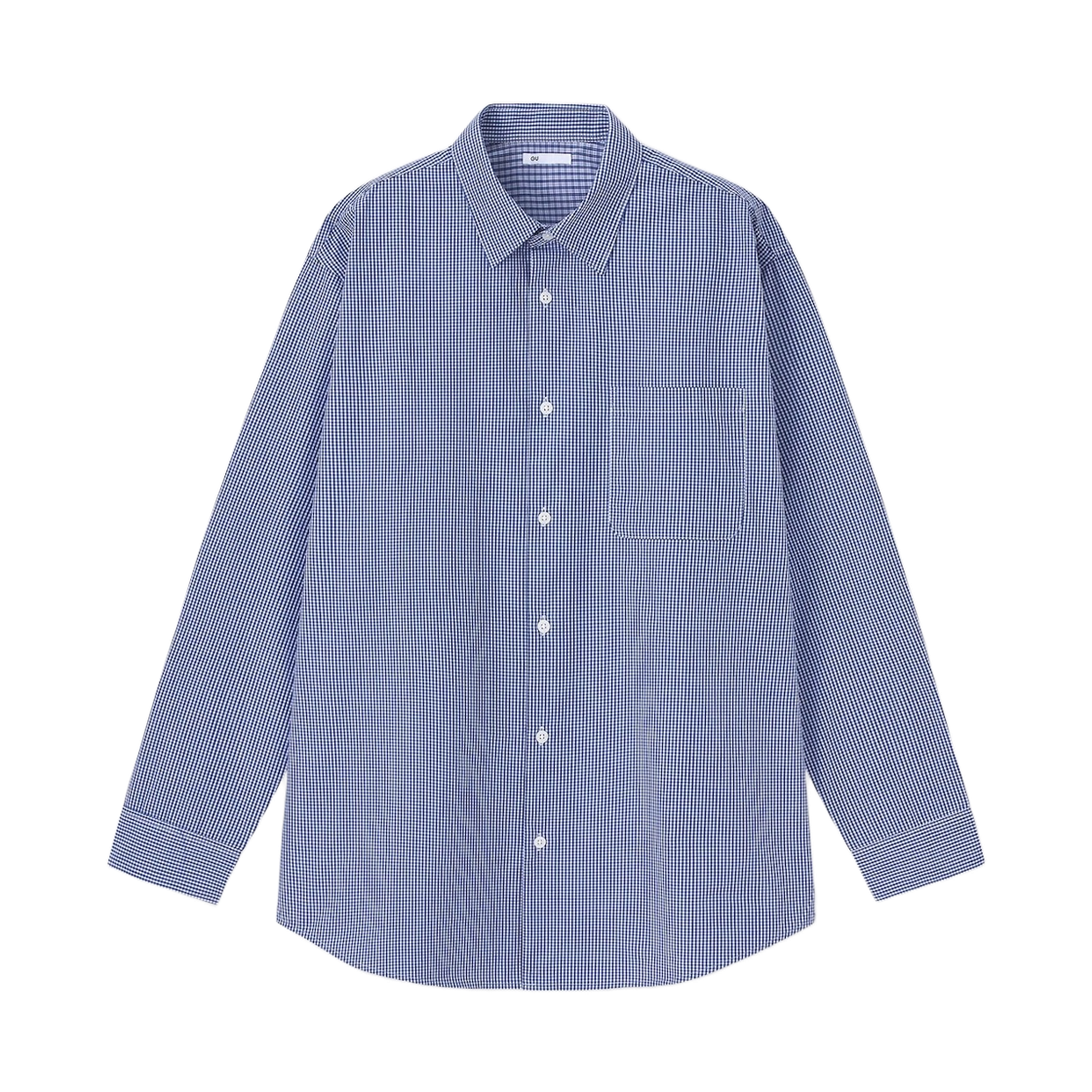 359038-65 GU Easy Care Broadcloth Patterned Shirt Blue