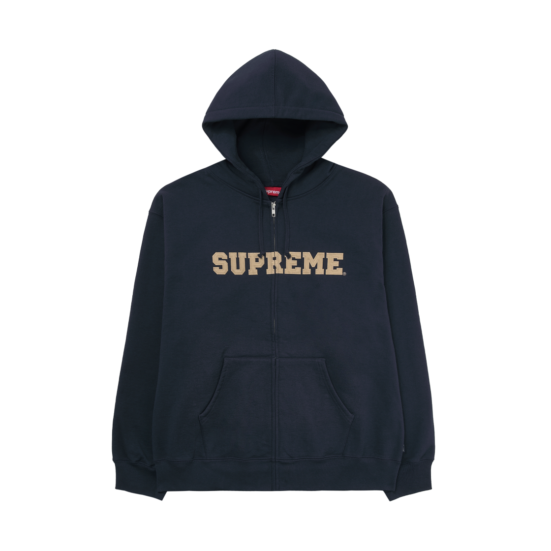 - Supreme Collegiate Applique Zip Up Hooded Sweatshirt Navy - 25FW