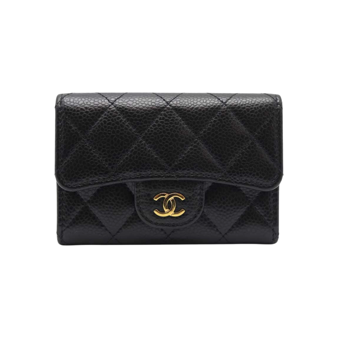샤넬 똑딱이 카드지갑 캐비어 금장 내장칩(Chanel Snap Card Holder in Caviar with Gold Hardware)