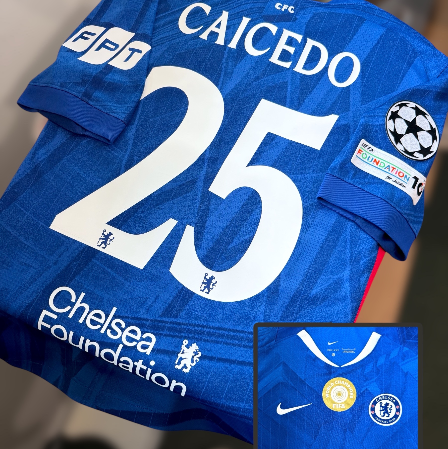 Nike Chelsea FC 2025/26 Stadium Home Dri-Fit Soccer Replica Jersey Rush Blue White (Non Marking Ver.), Nike Chelsea FC 2025/26 Stadium Home Dri-Fit Football Replica Long Sleeve Shirt Rush Blue White (HV9258-496) (Non Marking Ver.) 착용 스타일