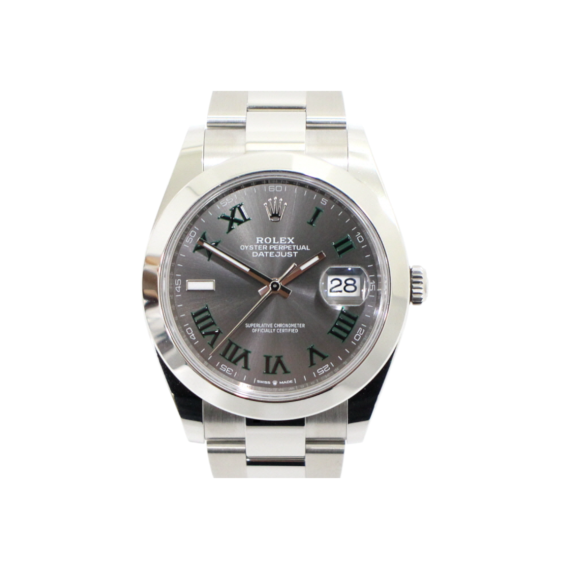 ITPTANJJG2U5 Rolex Datejust 41mm Wimbledon Roman Index Oyster Steel Men's Watch 126300