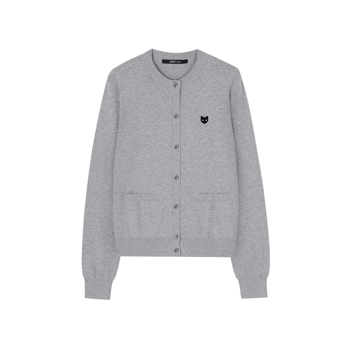 WI2KT808LG (W) SONGZIO ZZERO Panther Roundneck Cardigan Light Grey
