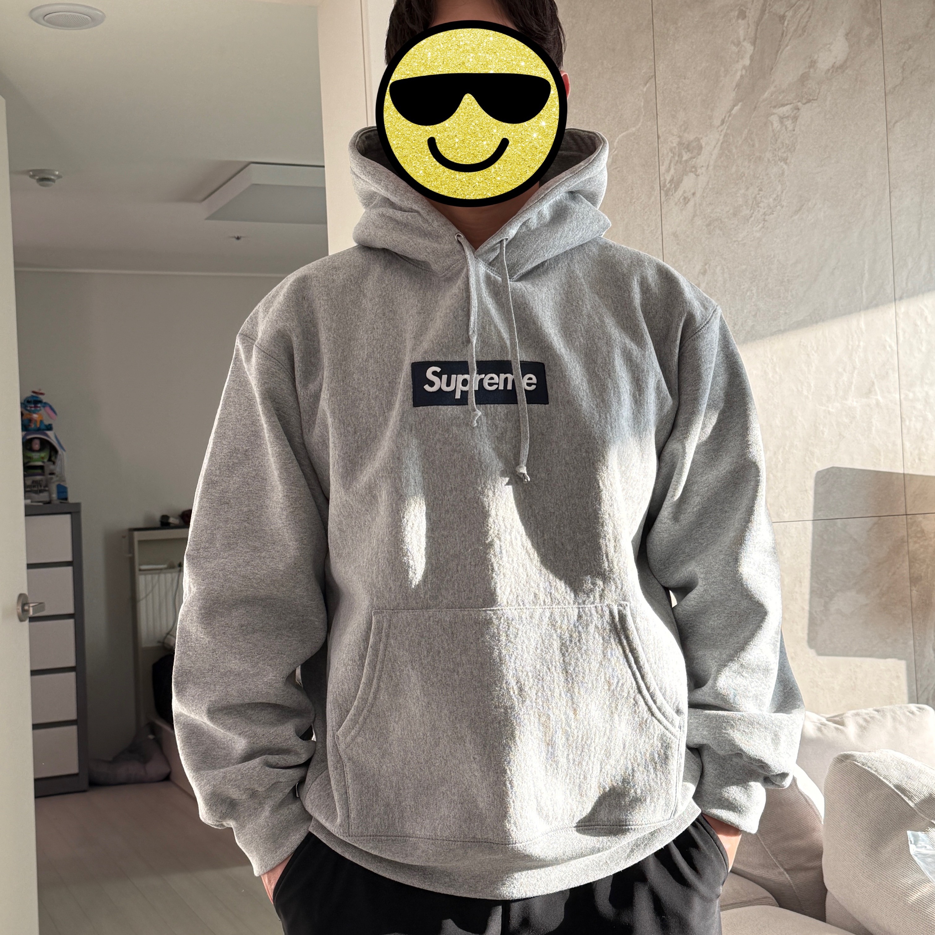 Supreme Box Logo Hooded Sweatshirt Heather Grey - 25FW 착용 스타일 - 2
