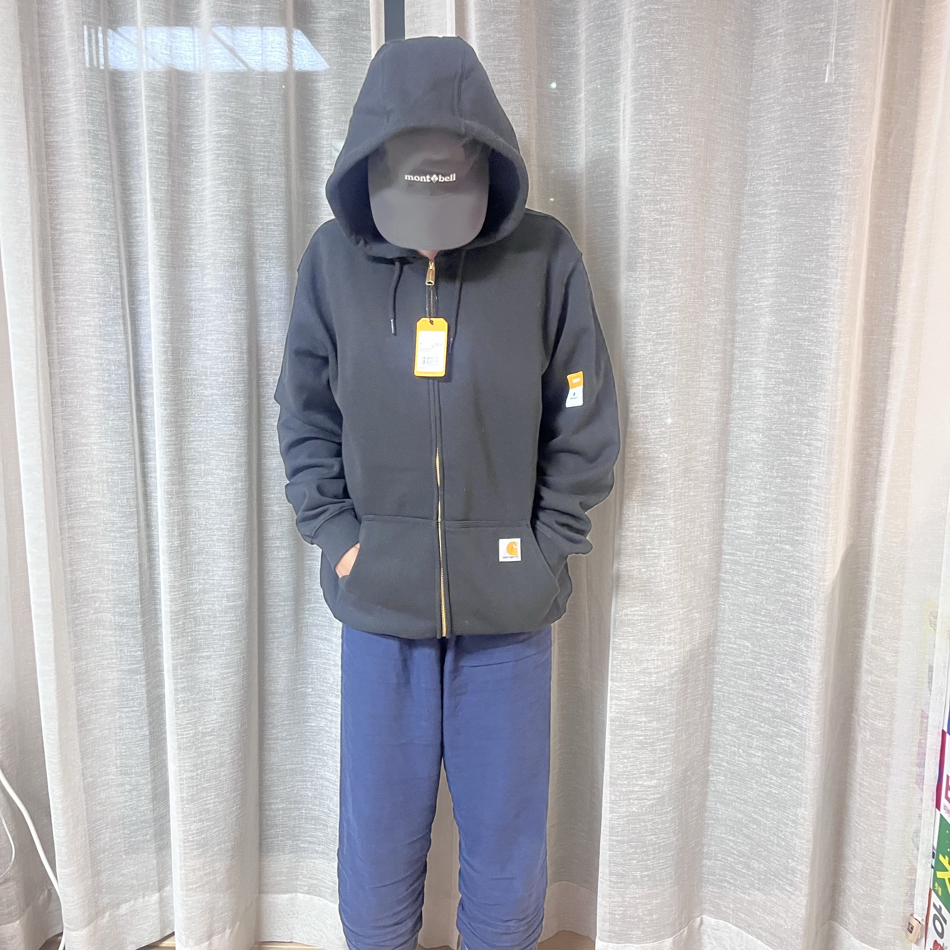 Carhartt Loose Fit Midweight Regular Full Zip Sweatshirt Black 착용 스타일 - 1
