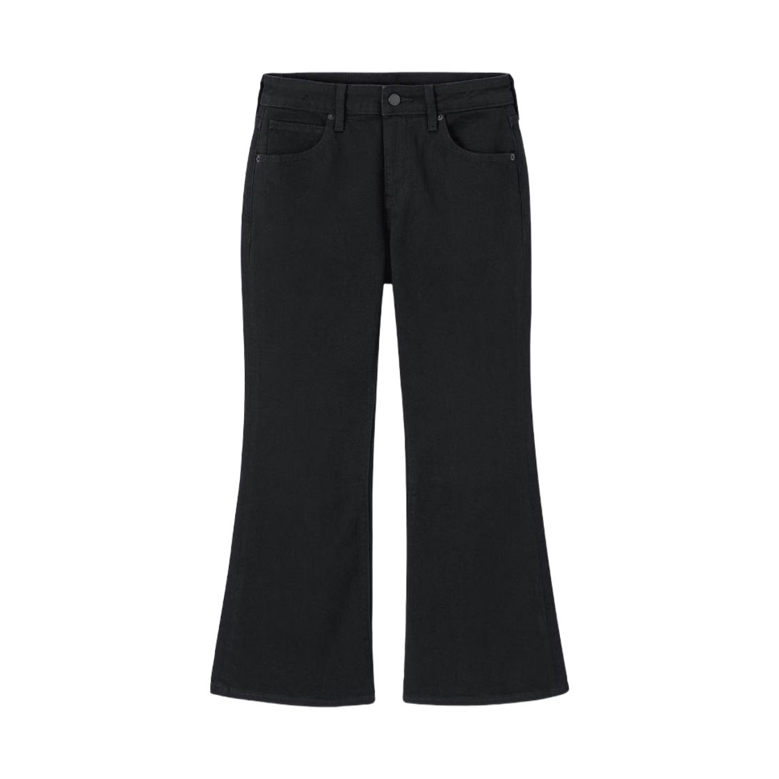 (W) GU 슬림 플레어 진 +EC 숏 블랙((W) GU Slim Flare Jeans +EC Short Black)