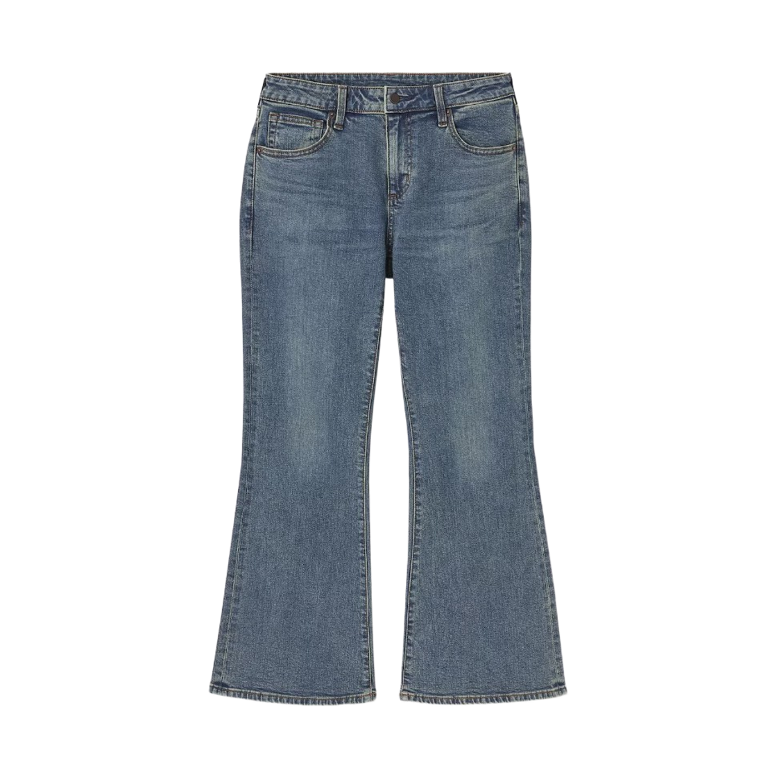 357506-65 (W) GU Slim Flare Jeans +EC Short Blue