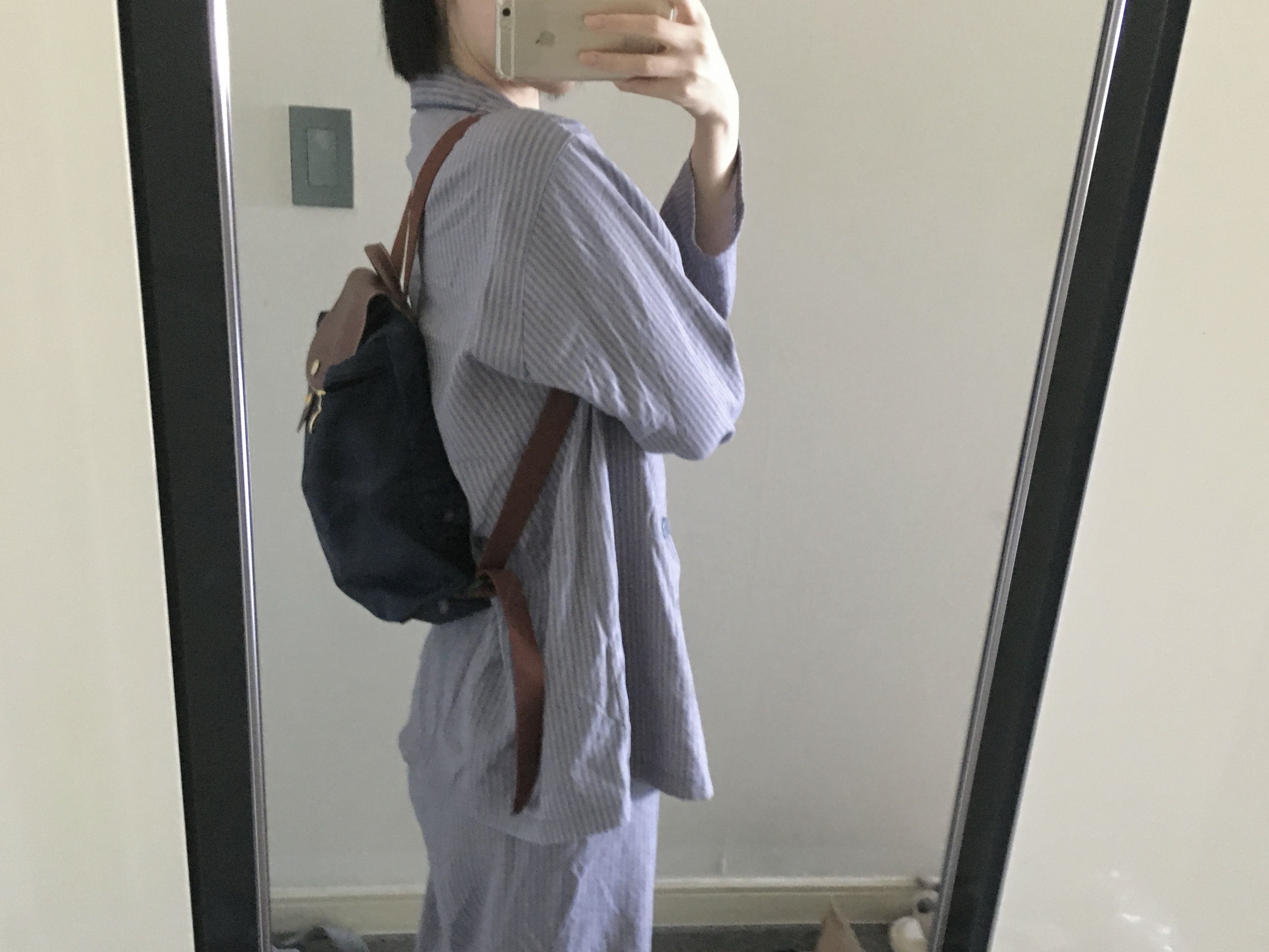 Longchamp Le Pliage Original M Backpack Black, Longchamp Le Pliage Original M Backpack Navy 착용 스타일