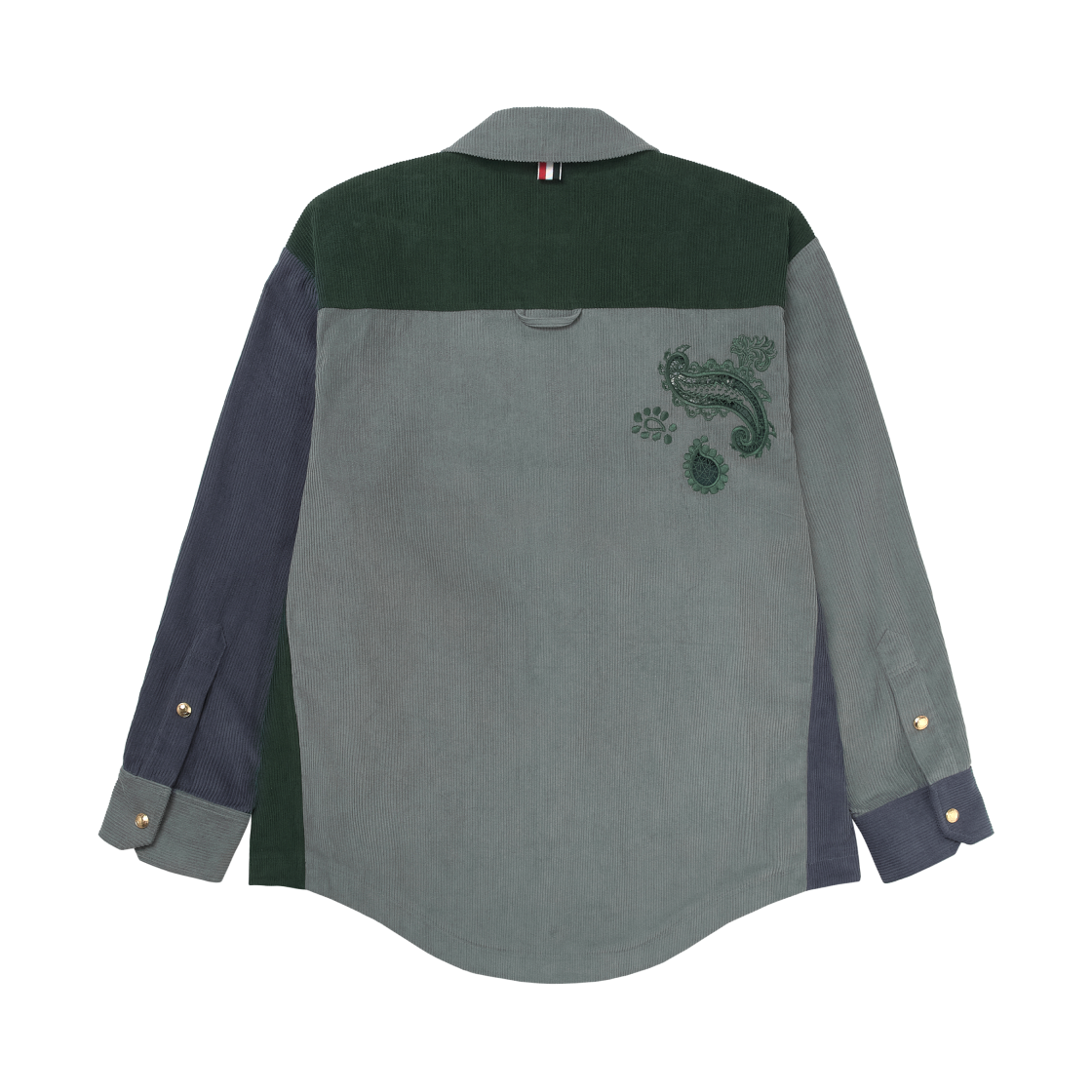톰브라운 펀믹스 코듀로이 페이즐리 패치 셔츠 자켓 시즈널 멀티(Thom Browne Fun-Mix Corduroy Paisley Patch Shirt Jacket Seasonal Multi) - 2