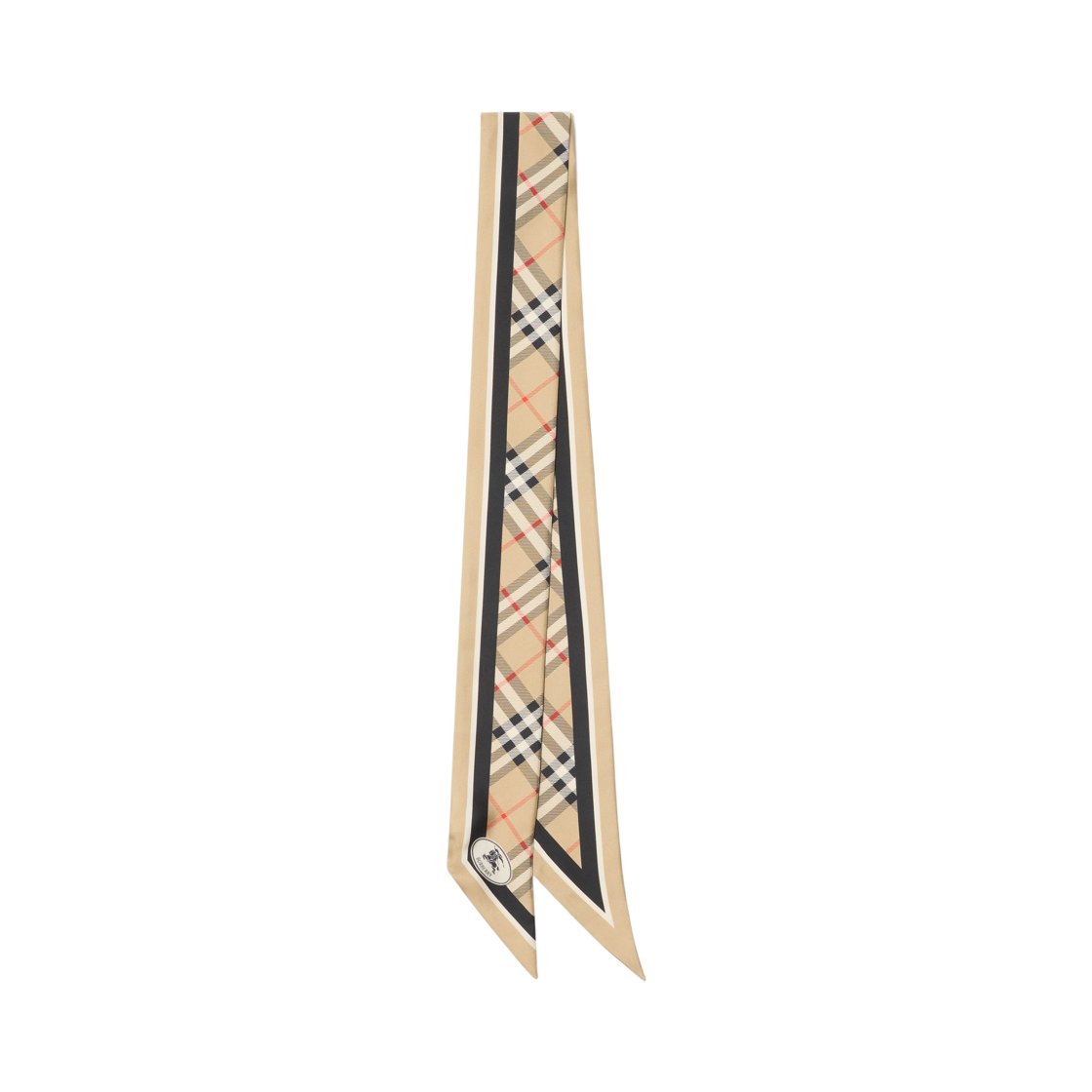 8114238 (W) Burberry Skinny Check Silk Scarf Sand Beige