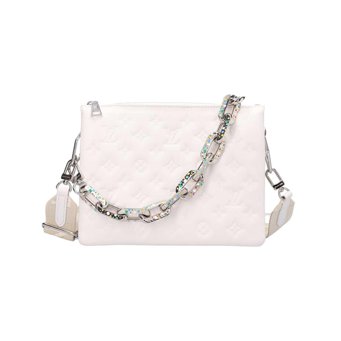 ITORSS97KSQ9 Louis Vuitton x Yayoi Kusama Kusama PM Lambskin White