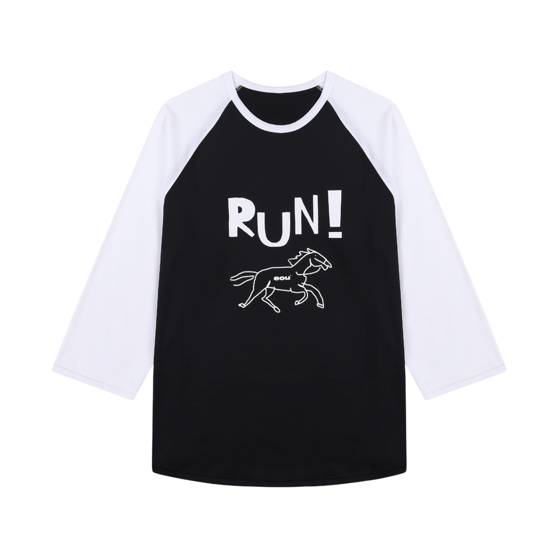 BESSLS008BK EOU Horse Raglan Mesh SS-001 Black
