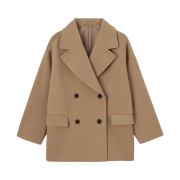(W) GU Cozy Melton Oversized Half Coat Brown