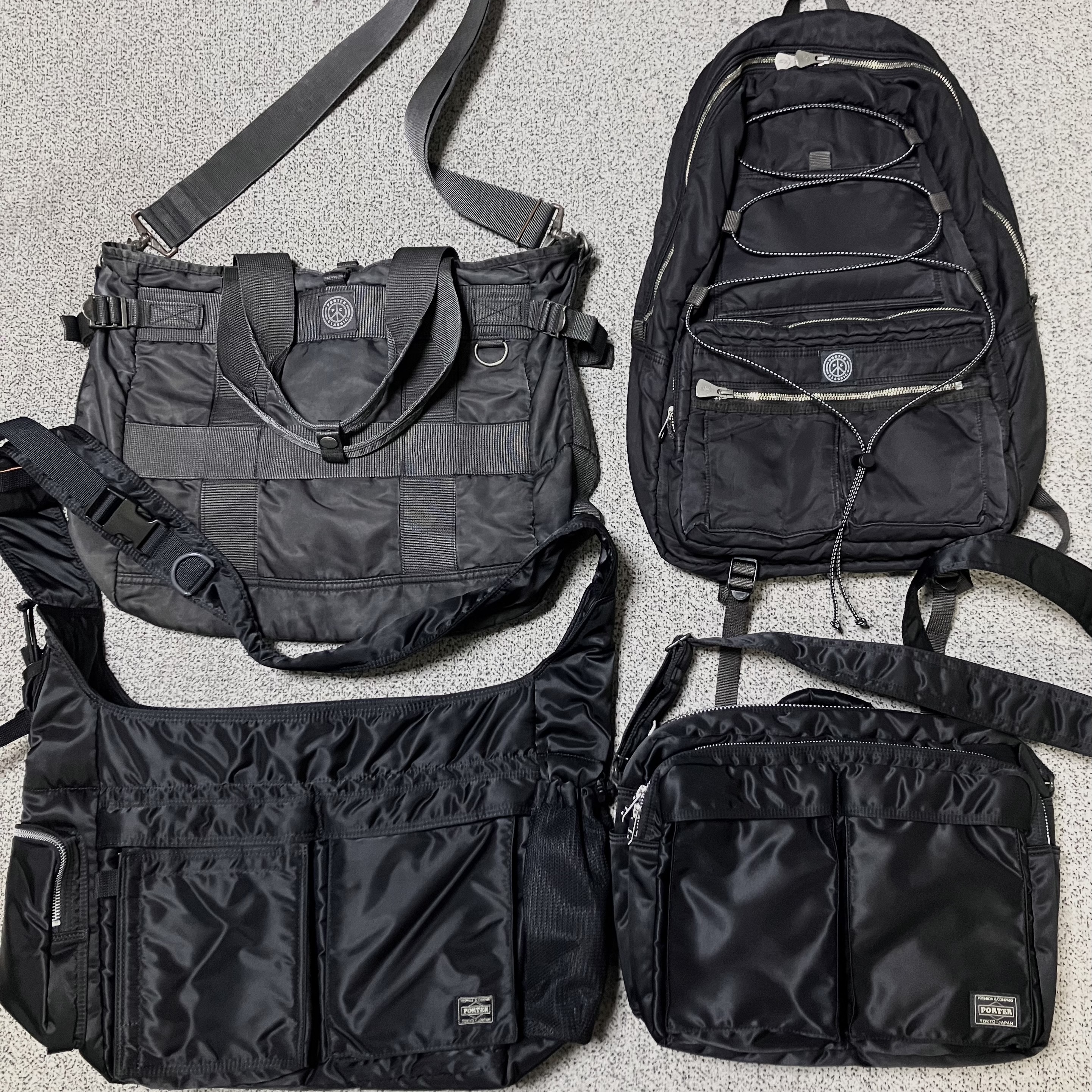 Porter All New Tanker Sling Bag Zip XL Black, Porter Classic Super Nylon Tote Bag Black 착용 스타일