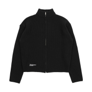 Farfromwhat Far High Neck Rib Knit Zip-Up_Black