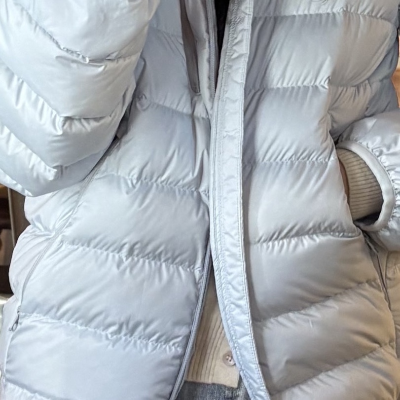 Musinsa Standard City Leisure Hooded Light Down Jacket Cloudy Blue 착용 스타일