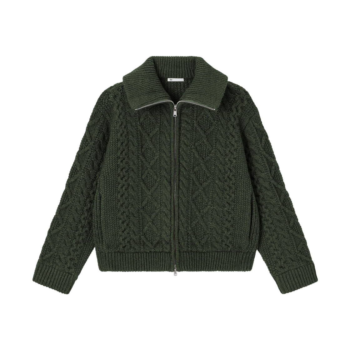 358017-57 (W) GU Cable Knitted Jacket Olive