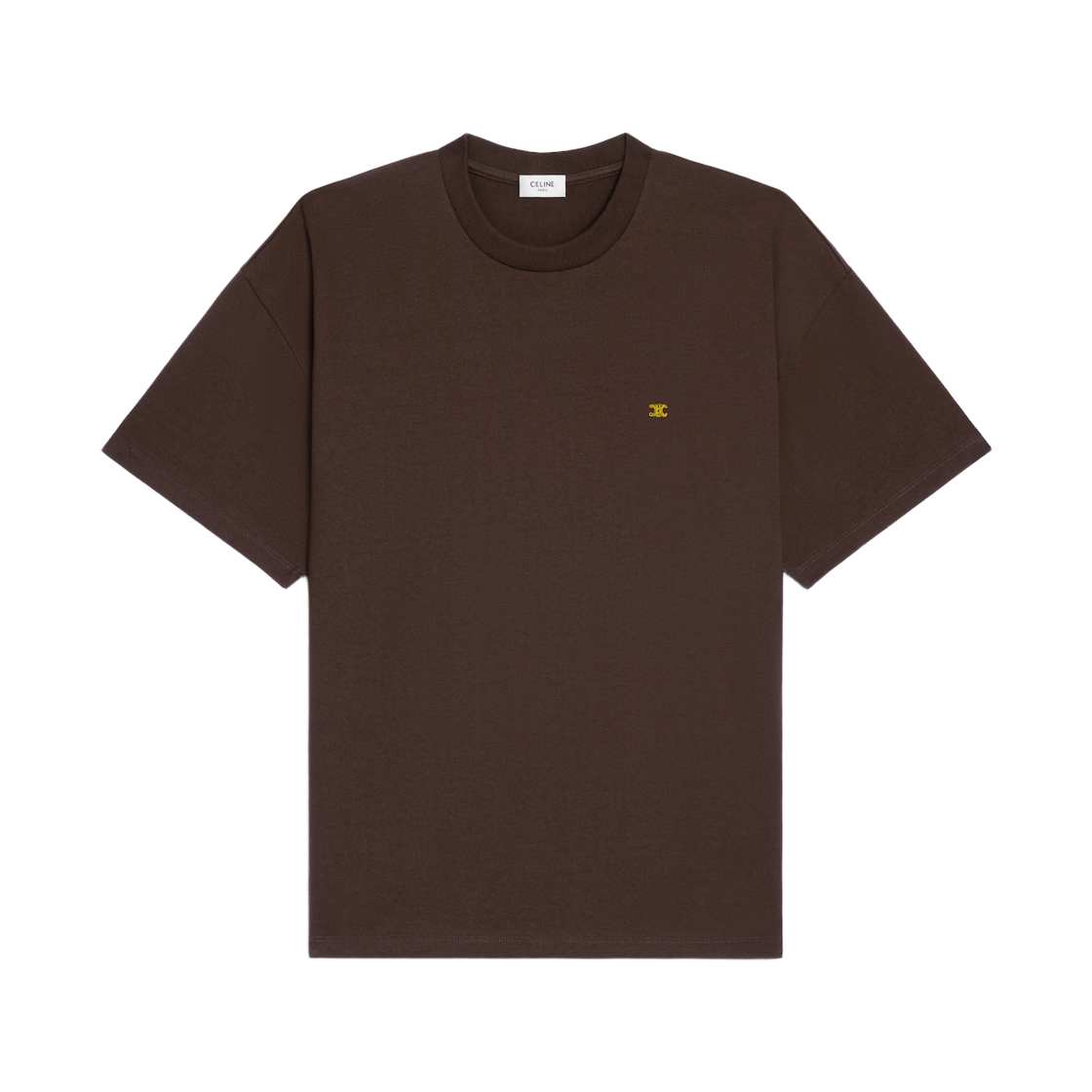 RX0HW1243-19DY Celine Loose T-Shirt In Cotton Jersey Dark Brown Yellow