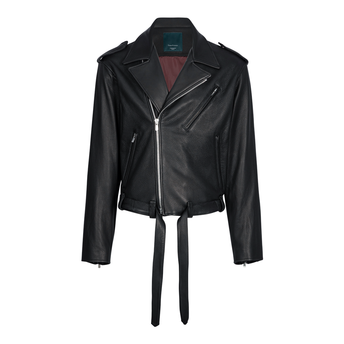 언더마이카 고트스킨 행잉 벨트 라이더 재킷 블랙