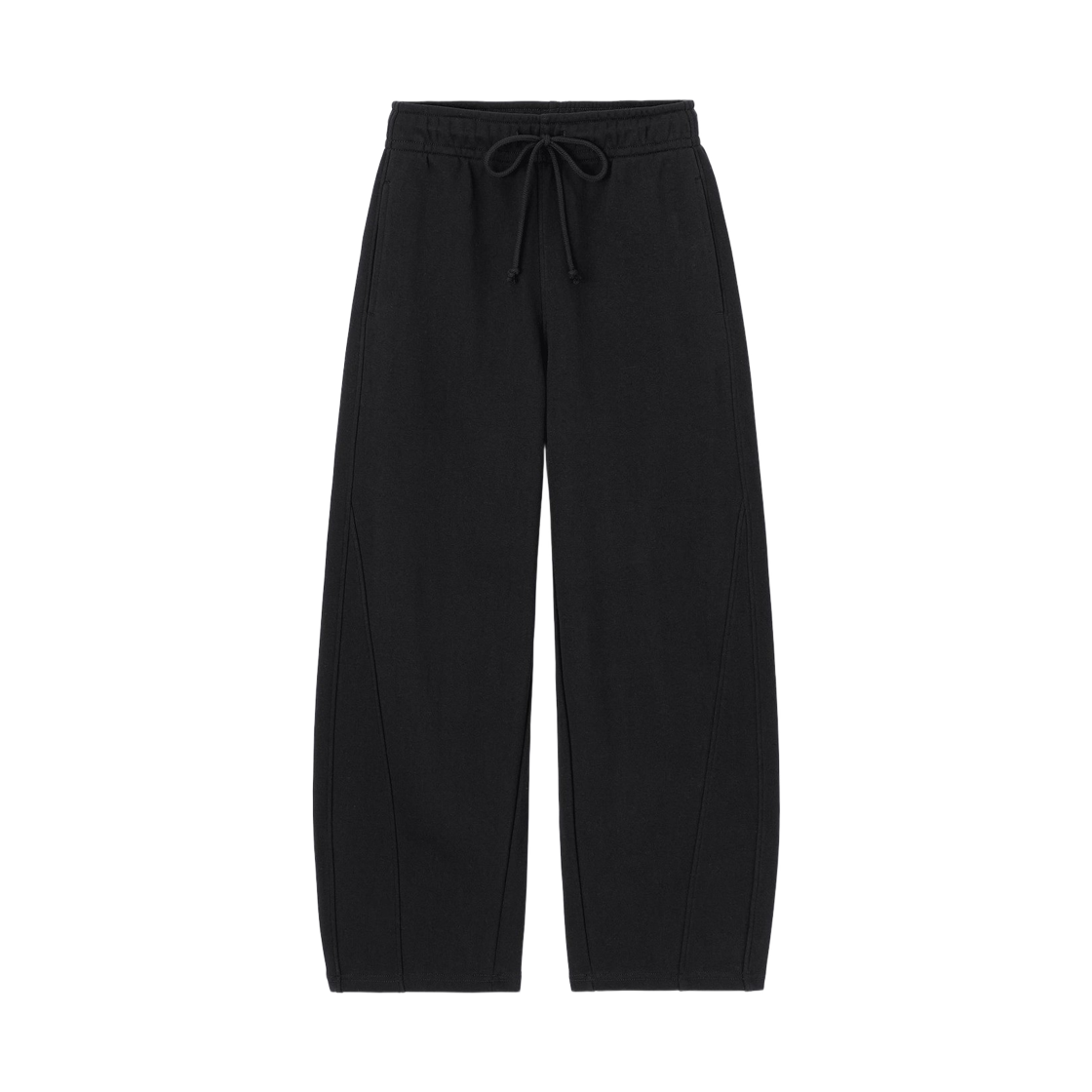 (W) GU 스웨트 배럴 레그 팬츠 블랙((W) GU Sweat Barrel Leg Pants Black) - 1