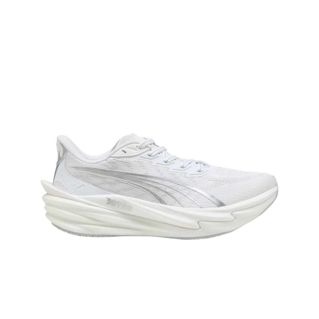 (W) 푸마 디비에이트 나이트로 4 화이트 페더 그레이((W) Puma Deviate Nitro 4 White Feather Gray) - 1