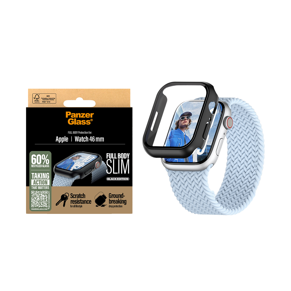 판저글래스 애플워치 슬림 풀커버 케이스 애플워치 10 46mm (클리어/블랙)(PANZERGLASS Apple Watch Slim Full Cover Case for Apple Watch Series 10 46mm (Clear / Black)) - 2