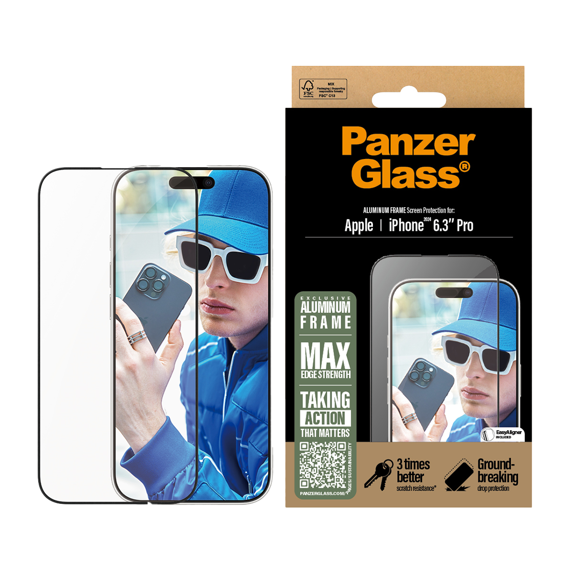 2851 PANZERGLASS Aluminum Tempered Glass for iPhone 16 Series