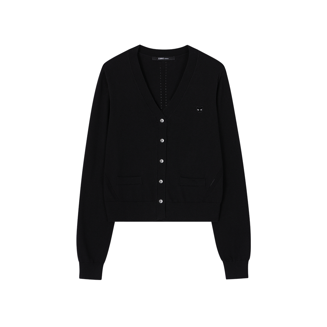 (W) 송지오 지제로 팬서 브이넥 가디건 블랙((W) SONGZIO ZZERO Panther V Neck Cardigan Black)