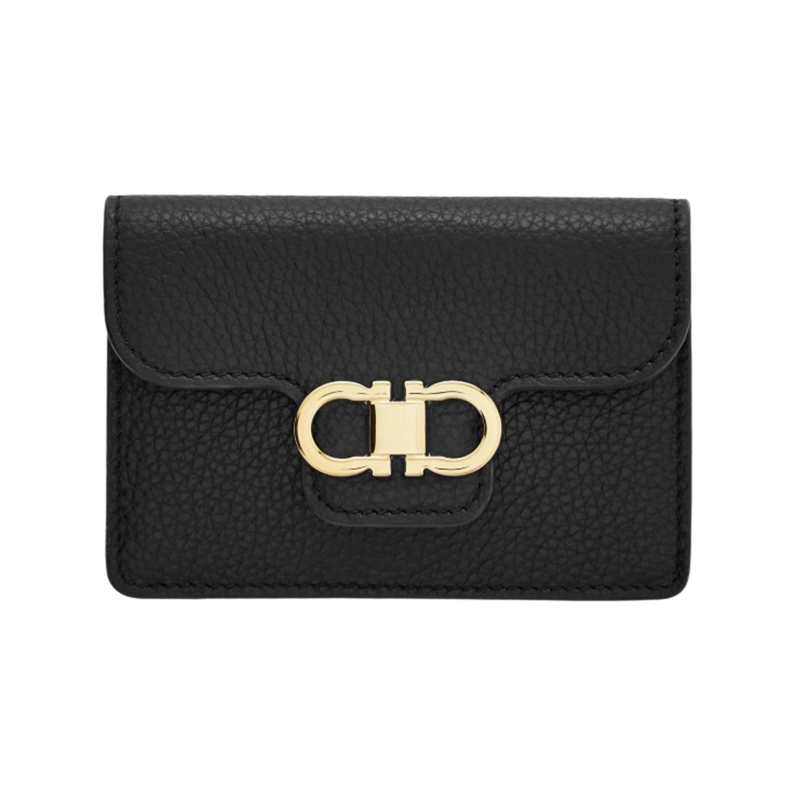 220963-785795 Ferragamo Gancini Hammered Calfskin Key Holder Black