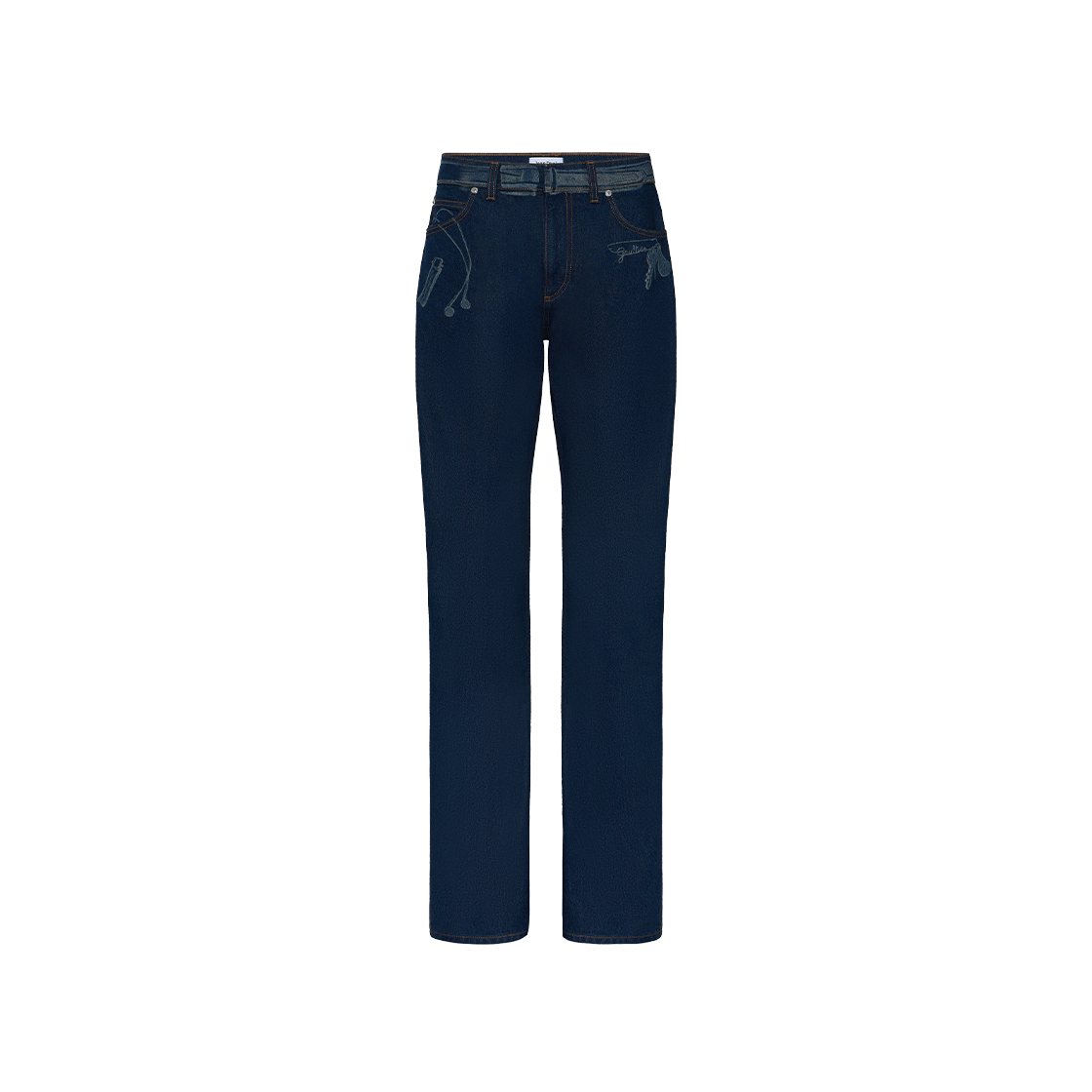 장 폴 고티에 우먼 진 위드 트롱프뢰유 프린트 빈티지블루 - 26SS(Jean Paul Gaultier Women Jeans With Trompe L'Oeil Print Vintageblue - 26SS)