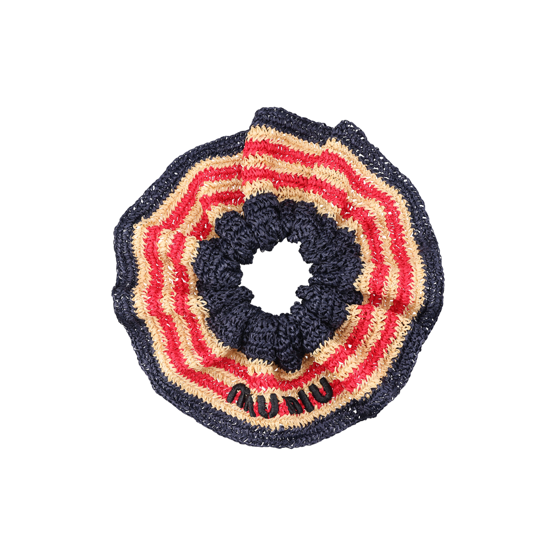 ITVGW5UPRGM7 Miu Miu 5IF027 Crochet Scrunchie - Natural Blue Red