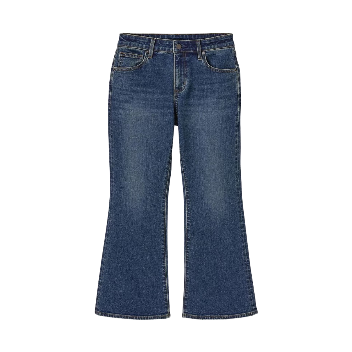 (W) GU 슬림 플레어 진 +EC 숏 블루((W) GU Slim Flare Jeans +EC Short Blue)