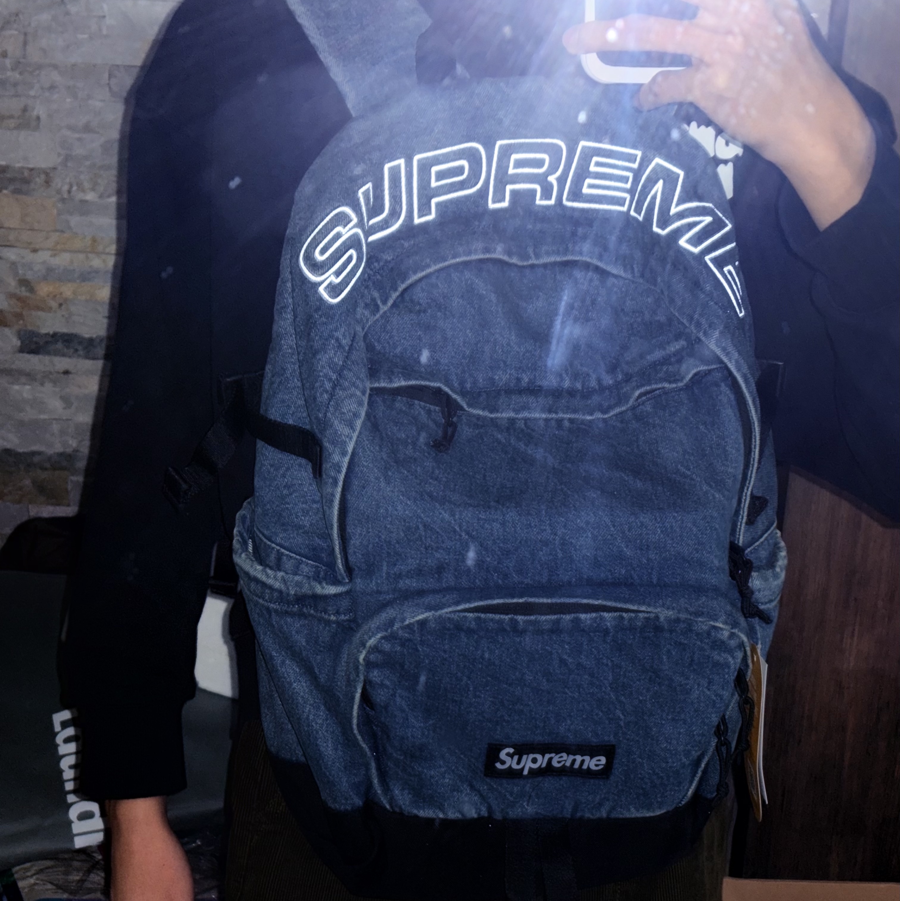 Supreme Denim Backpack Washed Indigo - 25FW 착용 스타일