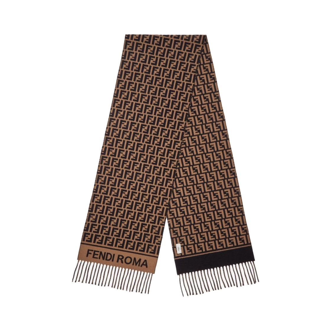 (W) 펜디 FF 스카프 울 캐시미어 머플러 브라운((W) Fendi FF Scarf Wool Cashmere Muffler Brown)