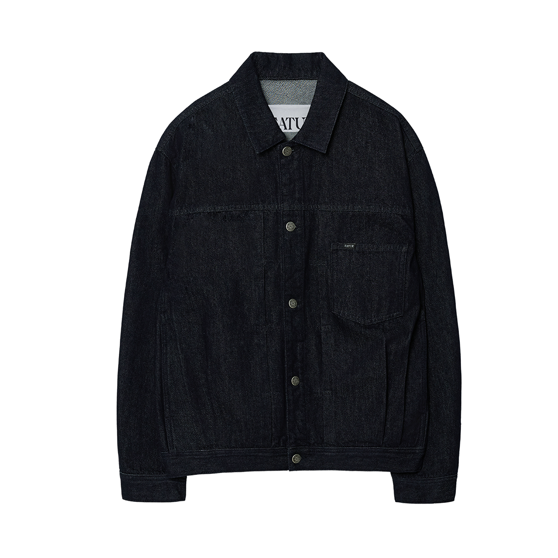 SA261MDJ01INO0 SATUR Pleated Indigo Denim Trucker Jacket Indigo