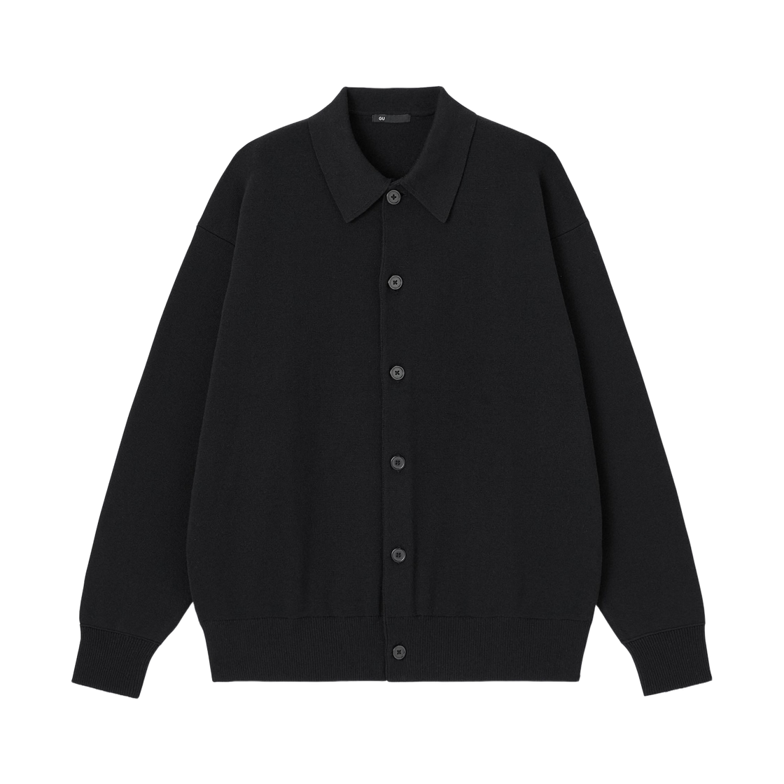 GU 밀라노 립드 폴로 가디건 블랙(GU Milano Ribbed Polo Cardigan Black) - 1