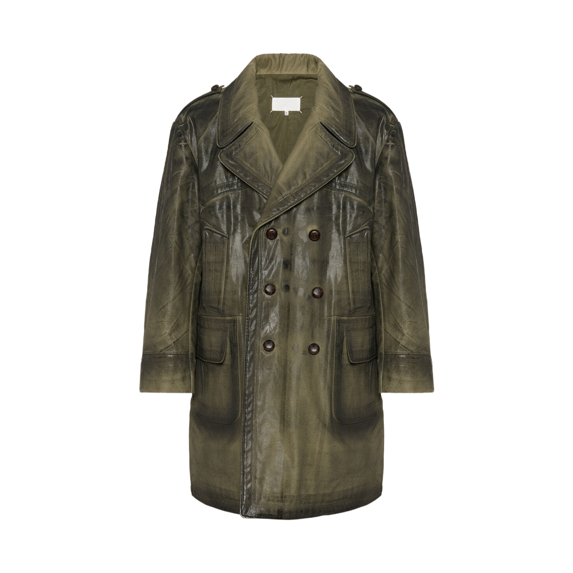 메종 마르지엘라 포일 프린트 카반 코트 카키 블랙(Maison Margiela Foil Print Caban Coat Khaki Black)