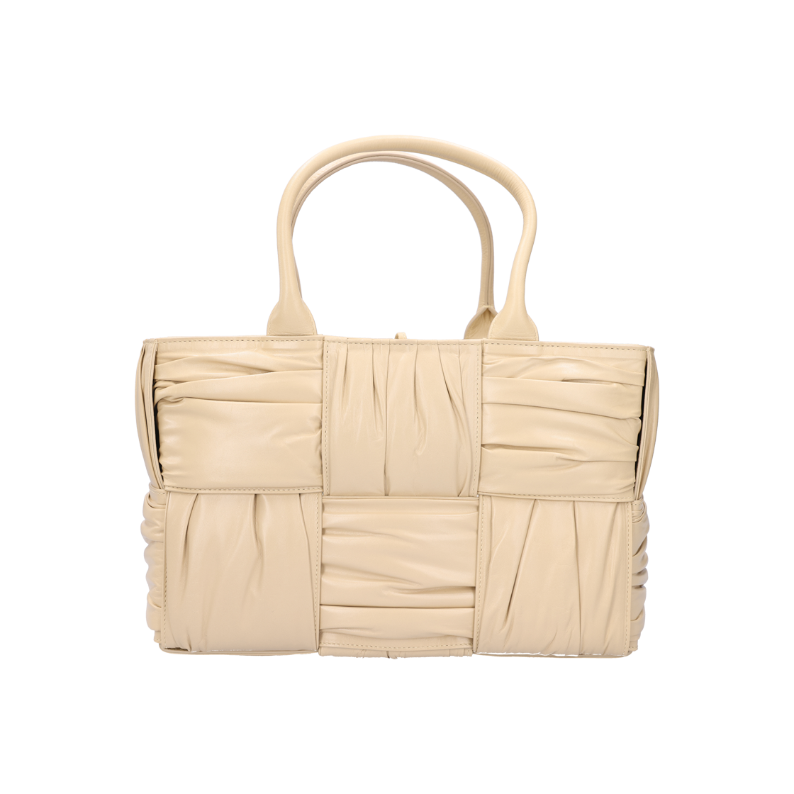 ITQGQKC8457V Bottega Veneta 729043 Intrecciato Arco Leather Tote Bag in Poridge