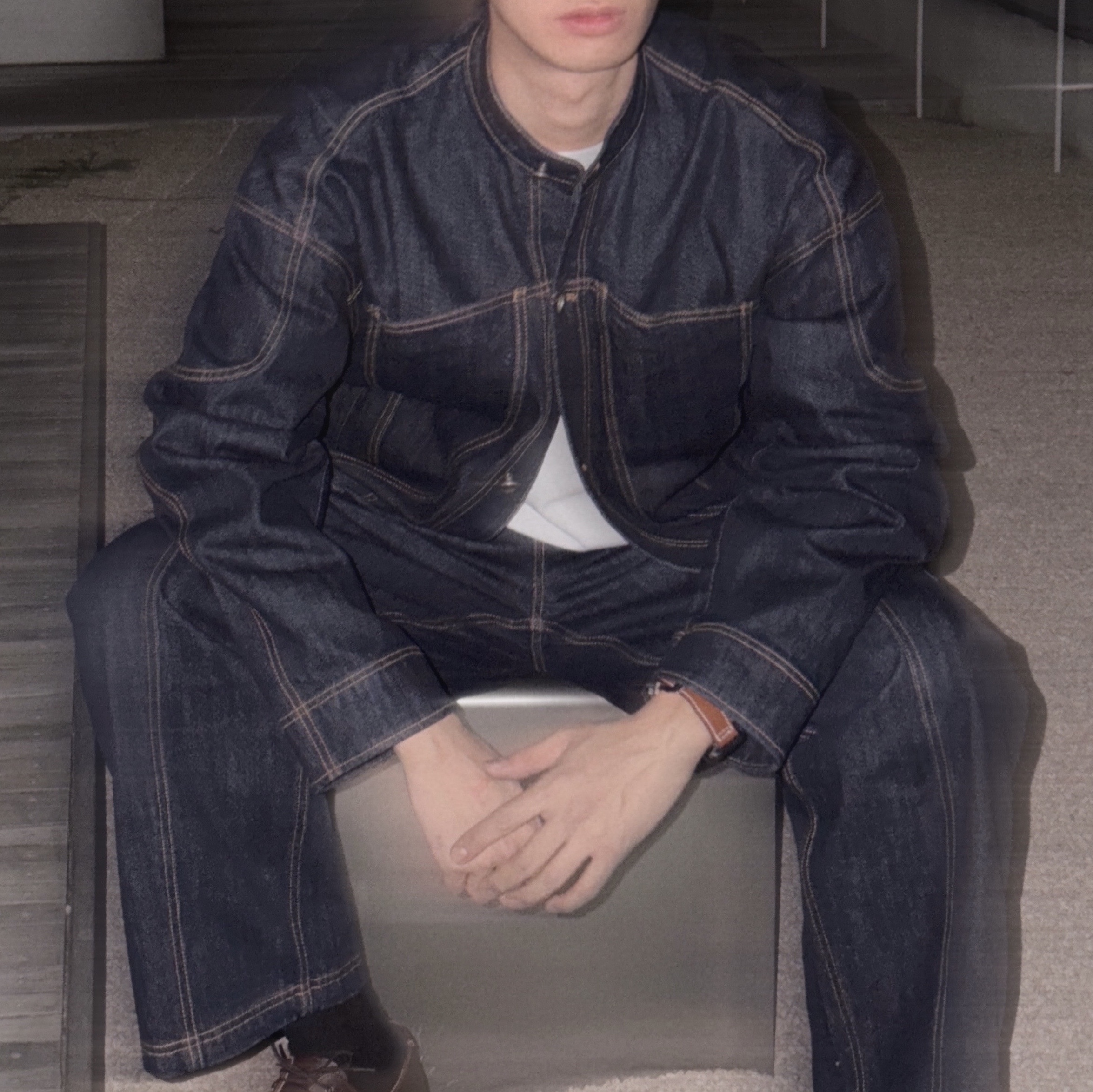 Ader Error Jeans Product. 55 Blue, Ader Error Jacket Product. 22 Blue 착용 스타일